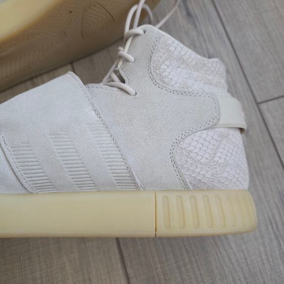 Adidas Tubular Invader Strap Cream Snake High Top Sneakers Men Sz 10.5 BB8943 - Picture 13 of 16